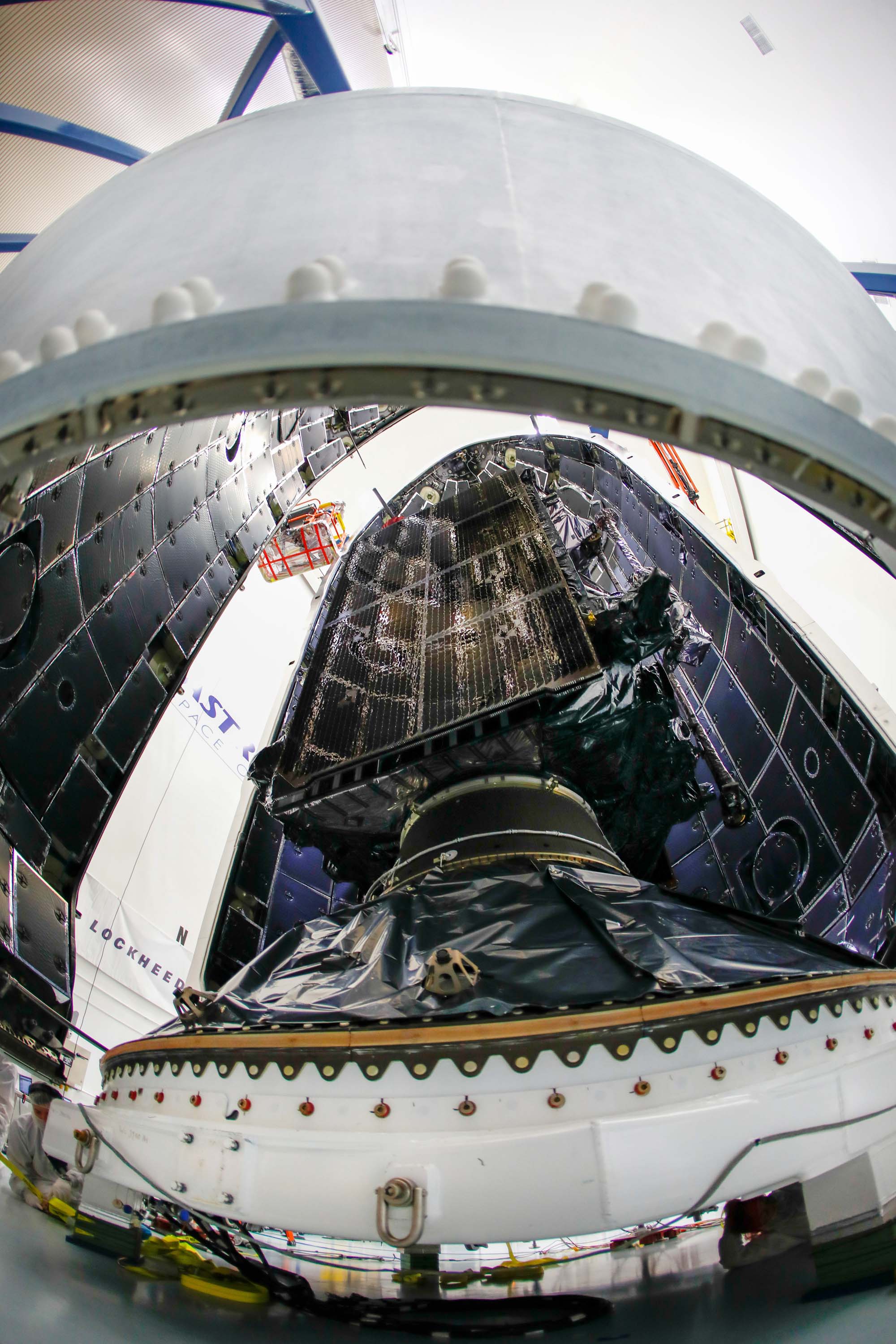 First Lockheed Martin-Built GPS III Satellite Encapsulated for Upcoming Launch