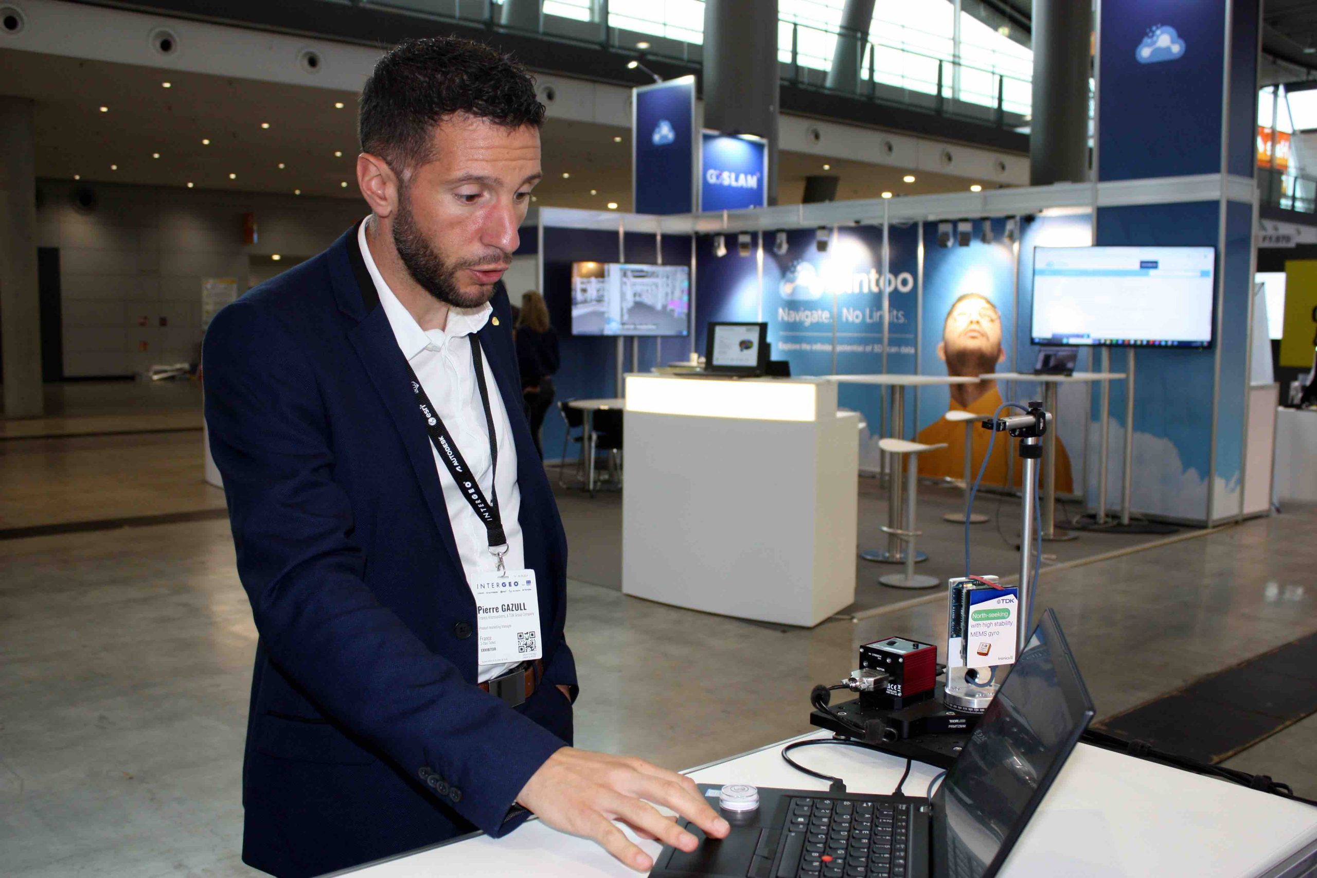 Tronics’ Pierre Gazull at InterGEO 2024; Photo by Peter Gutierrez