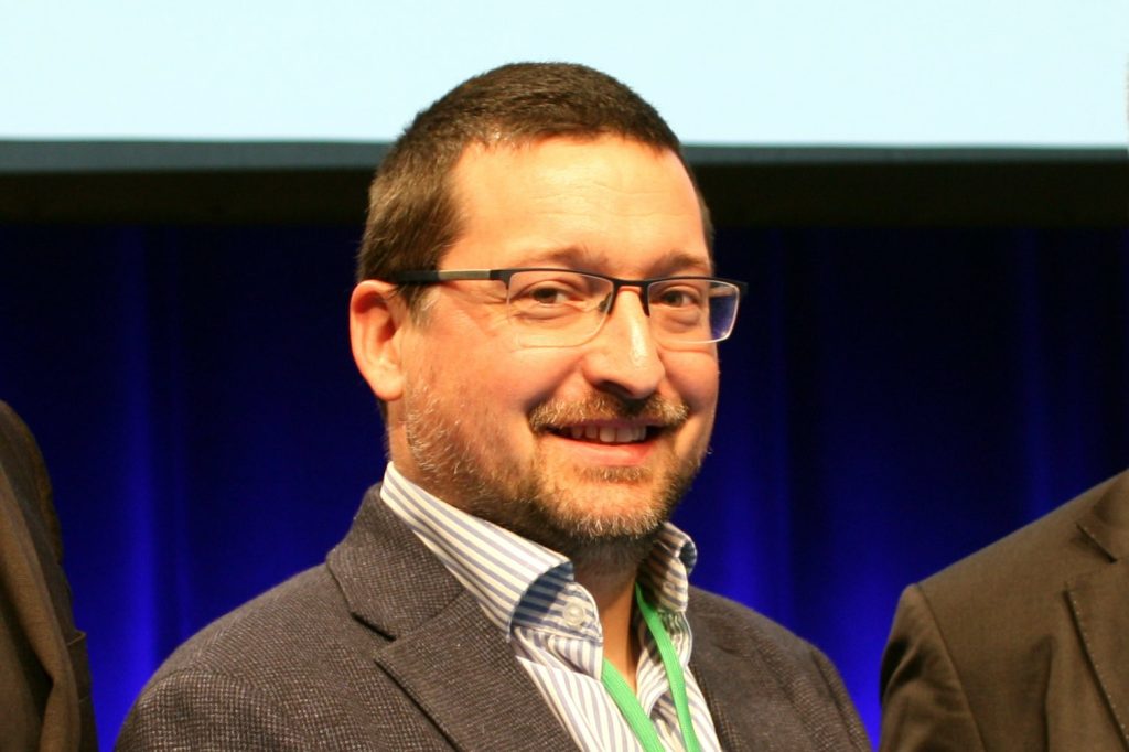 Ramsey Faragher at the Munich Satellite Navigation Summit; Photo by Peter Gutierrez