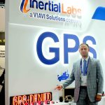 Jackson Williams at the Inertial Labs stand at Eurosatory 2026; Photo by Peter Gutierrez