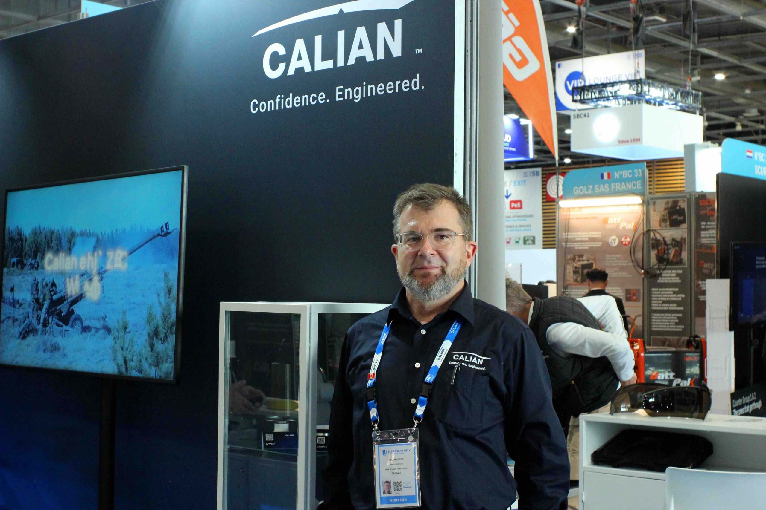 Goran Jedrejcic at the Calian display at Eurosatory 2026; Photo by Peter Gutierrez